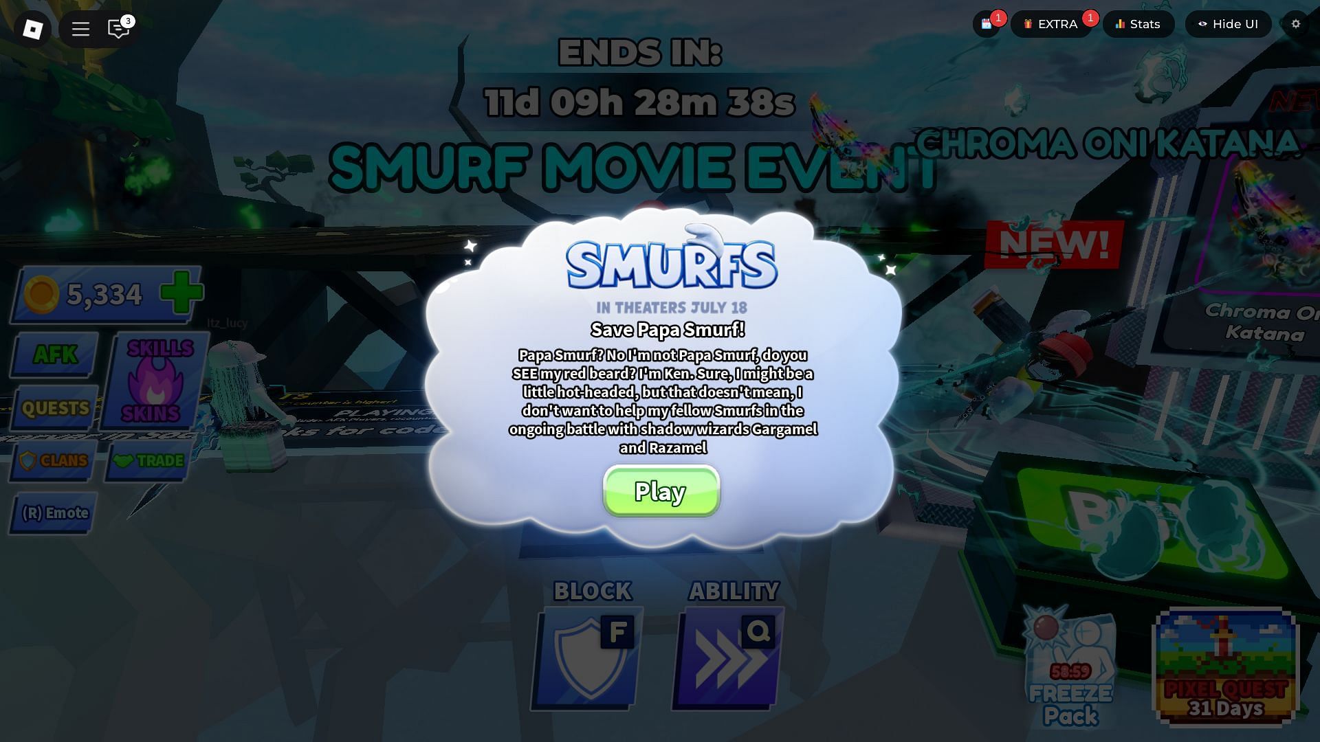 The Smurfs Event (Image via Roblox)